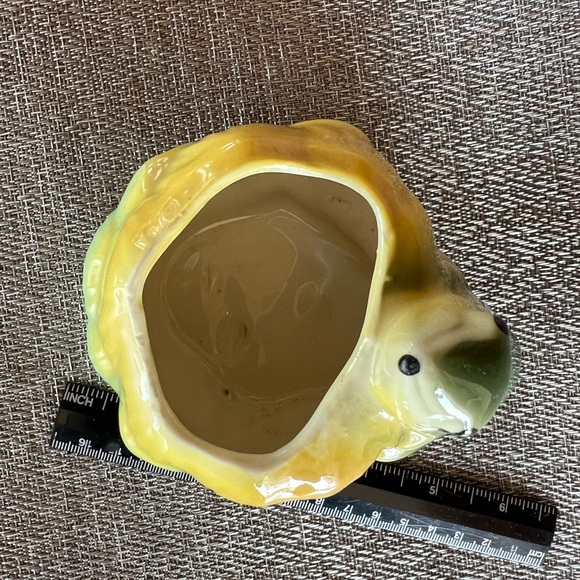 Cute Vintage McCoy Frog & Lotus Shaped Ceramic Planter 40's Era Yellow & Green - Picture 2 of 8